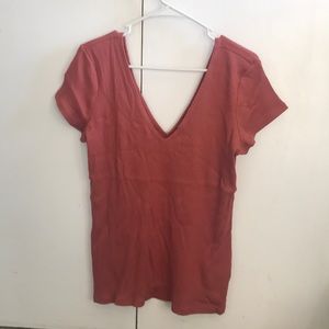 Express One Eleven Modern Rib Double V Fitted Tee